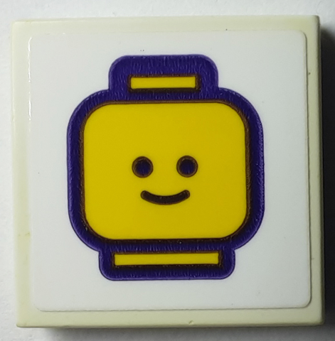 Tile 2 x 2 with Yellow Classic Minifigure Head with Standard Grin Pattern (Sticker) - Set 40385