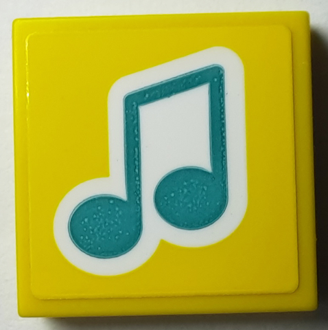 Tile 2 x 2 with Dark Turquoise Music Note with White Outline Pattern (Sticker) - Set 40385