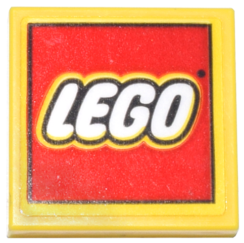 Tile 2 x 2 with Large LEGO Logo on Yellow Background Pattern (Sticker) - Set 40817