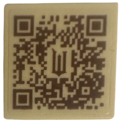 Tile 2 x 2 with Reddish Brown Letter W and QR Code Pattern (Sticker) - Set 75684