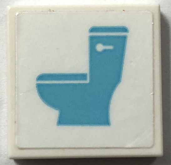 Tile 2 x 2 with Medium Azure Restroom Sign with Toilet Pattern (Sticker) - Set 41720