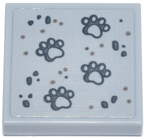 Tile 2 x 2 with Dark Bluish Gray Spots and Paw Prints Pattern (Sticker) - Set 42670