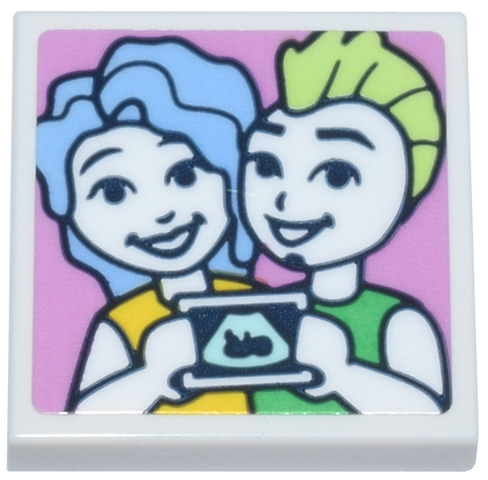 Tile 2 x 2 with Photograph of Friends Anthony and Dione with Baby Sonogram Pattern (Sticker) - Set 42670