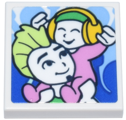 Tile 2 x 2 with Photograph of Friends Anthony with Baby Roy on Shoulders Pattern (Sticker) - Set 42670