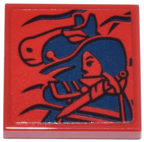 Tile 2 x 2 with Mulan Movie Poster with Dark Blue and Black Sword and Horse Pattern (Sticker) - Set 43268