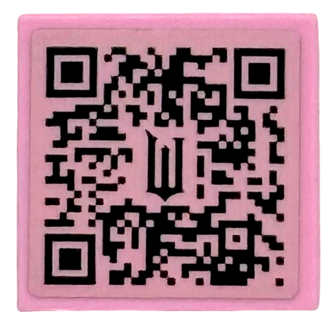 Tile 2 x 2 with Stylized Black Capital Letter W and Wicked QR Code Pattern (Sticker) - Set 75683