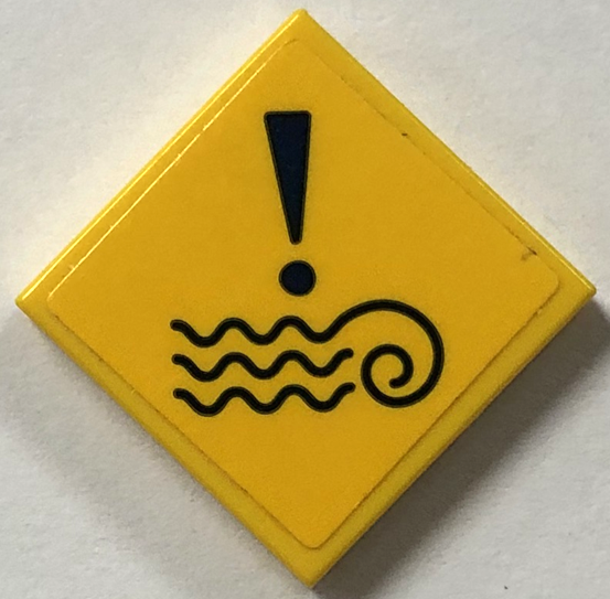 Tile 2 x 2 with Water Currents Danger Sign with Exclamation Mark Pattern (Sticker) - Set 41445
