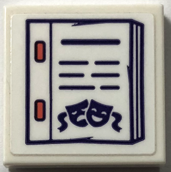 Tile 2 x 2 with Dark Purple Script and Tragedy/Comedy Theater Masks Pattern (Sticker) - Set 41714