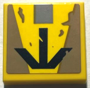 Tile 2 x 2 with Black Arrow, Light Bluish Gray Square, Dark Tan Stripes and Dirt Stains Pattern (Sticker) - Set 75431