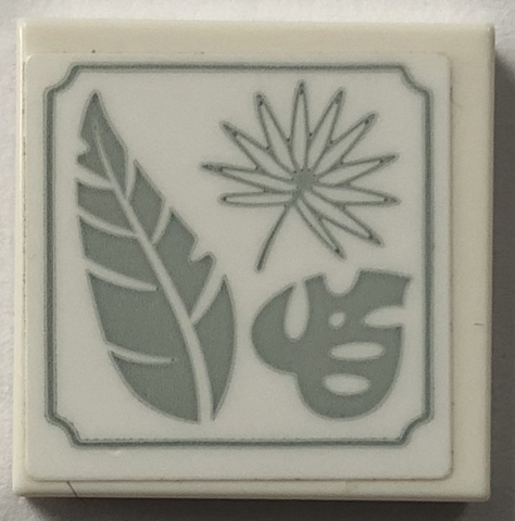 Tile 2 x 2 with Light Bluish Gray Leaves on Plants Plaque Pattern (Sticker) - Set 41757