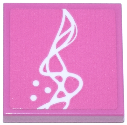 Tile 2 x 2 with White Curved Lines and Dots Pattern (Sticker) - Set 77241