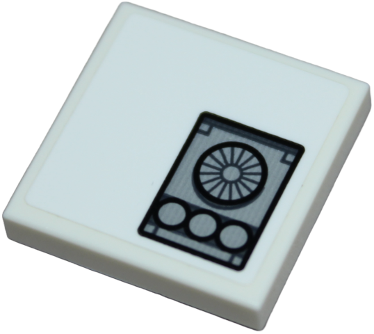 Tile 2 x 2 with Light Bluish Gray Air Vent Panel with Dark Bluish Gray Fan and Black Outline Pattern (Sticker) - Set 75387