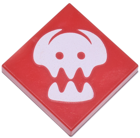 Tile 2 x 2 with White Viking Helmet with Horns and Teeth Pattern (How to Train Your Dragon Hiccup and Toothless Insignia)