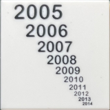 Tile 2 x 2 with Black Descending Years '2005' to '2014' Pattern