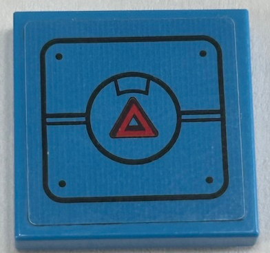 Tile 2 x 2 with Black Panel Outline with Fuel Filler Cap, Rivets and Red Triangle Pattern (Sticker) - Set 60367