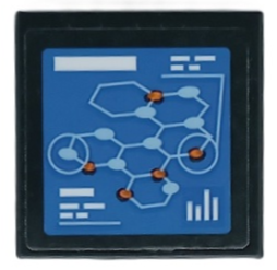 Tile 2 x 2 with Screen with Hexagonal Grid of Molecules, White Bars and Rectangles Pattern (Sticker) - Set 60227
