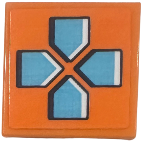 Tile 2 x 2 with Medium Azure Video Game Controller Directional Pad Pattern (Sticker) - Set 42674
