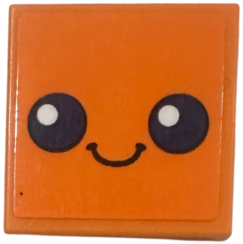 Tile 2 x 2 with Smiley Face with Black Eyes and Mouth Pattern (Sticker) - Set 42674