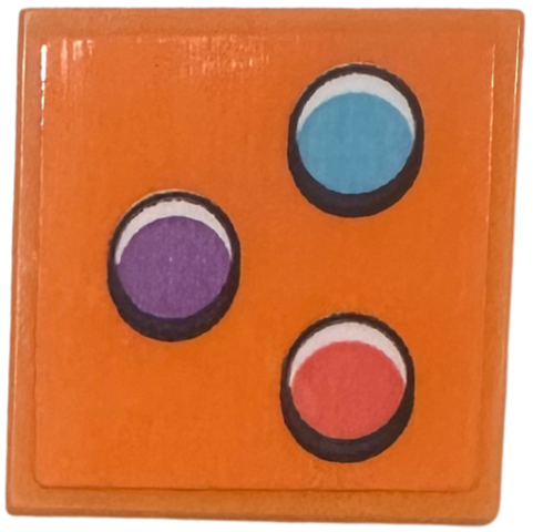 Tile 2 x 2 with Video Game Controller Buttons, Medium Azure, Medium Lavender, and Coral Circles Pattern (Sticker) - Set 42674