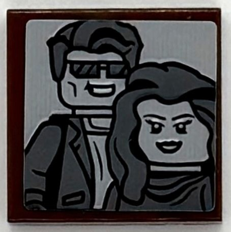 Tile 2 x 2 with Photo of Male and Female Smiling Minifigures Pattern (Sticker) - Set 76294