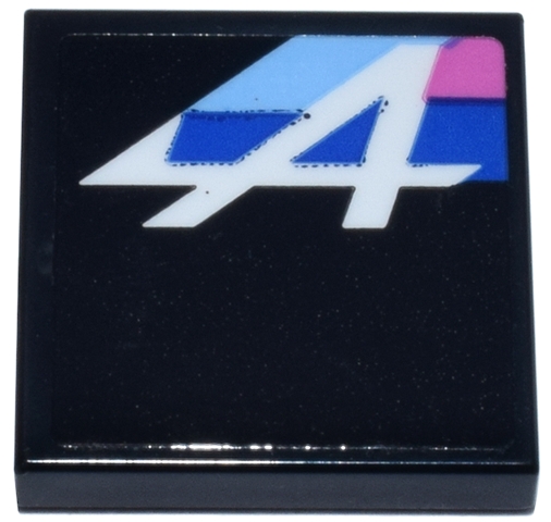 Tile 2 x 2 with White, Blue, Bright Light Blue and Dark Pink Letter A Alpine Logo Pattern Model Left Side (Sticker) - Set 77248