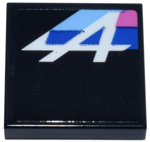 Tile 2 x 2 with White, Blue, Bright Light Blue and Dark Pink Letter A Alpine Logo Pattern Model Left Side (Sticker) - Set 77248