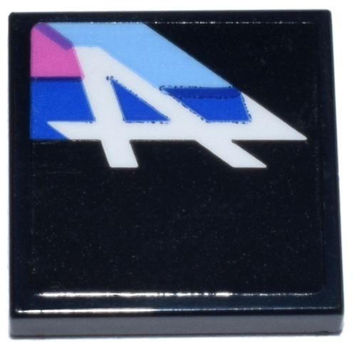 Tile 2 x 2 with White, Blue, Bright Light Blue and Dark Pink Letter A Alpine Logo Pattern Model Right Side (Sticker) - Set 77248