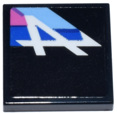 Tile 2 x 2 with White, Blue, Bright Light Blue and Dark Pink Letter A Alpine Logo Pattern Model Right Side (Sticker) - Set 77248