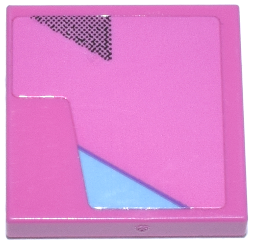 Tile 2 x 2 with Bright Light Blue and Black Gradient Triangles Pattern Model Left Side (Sticker) - Set 77248