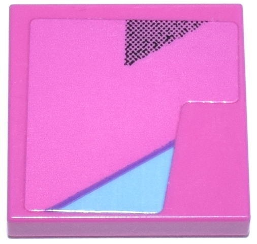 Tile 2 x 2 with Bright Light Blue and Black Gradient Triangles Pattern Model Right Side (Sticker) - Set 77248