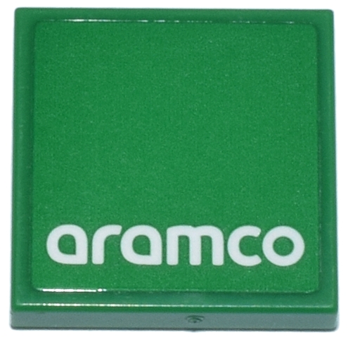 Tile 2 x 2 with White 'aramco' Logo Pattern (Sticker) - Set 76925