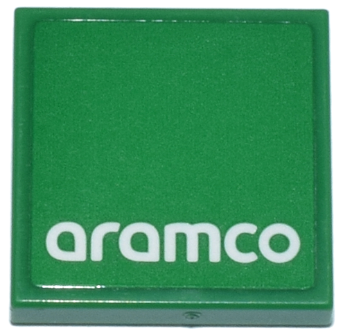 Tile 2 x 2 with White 'aramco' Logo Pattern (Sticker) - Set 76925