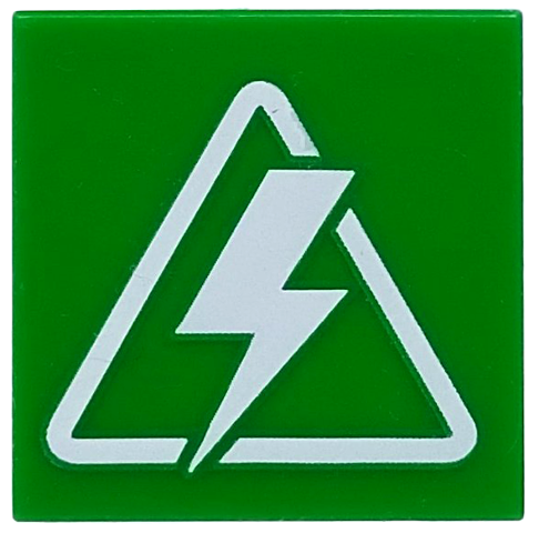 Tile 2 x 2 with White Warning Triangle and Lightning Bolt Pattern