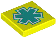 Tile 2 x 2 with Dark Turquoise and White EMT Star of Life Pattern
