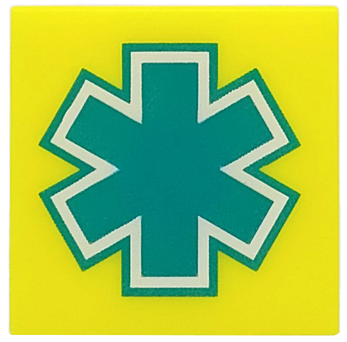 Tile 2 x 2 with Dark Turquoise and White EMT Star of Life Pattern