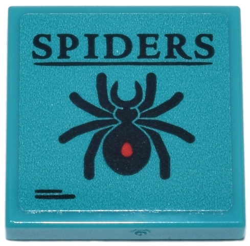 Tile 2 x 2 with Black Text, 'SPIDERS' and Spider with Red Dot Pattern (Sticker) - Set 11370