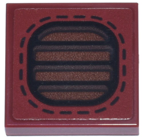 Tile 2 x 2 with Dark Brown and Reddish Brown Striped Knee Pad with Black Dotted Line Stitches Pattern (Sticker) - Set 76341