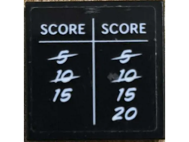 Tile 2 x 2 with Blackboard with White 'SCORE' and Numbers 5, 10, 15 and 20 Pattern (Sticker) - Set 60329