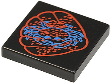 Tile 2 x 2 with Blue and Red Scallop and Crab Pattern