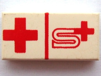 Tile 1 x 2 with Swiss Red Cross Pattern