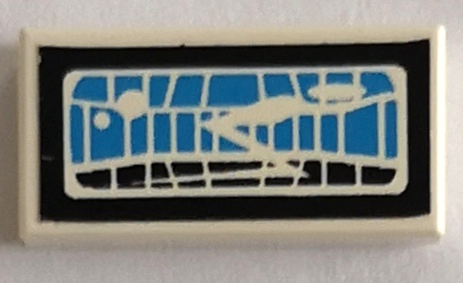 Tile 1 x 2 with Medium Blue and Black Headlight Pattern (Sticker) - Sets 8431 / 8438 / 8460