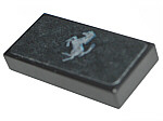 Tile 1 x 2 with Ferrari Logo, Silver Horse, Horizontal Orientation Pattern (Sticker) - Set 8671