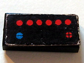 Tile 1 x 2 with 6 Red Dots (Car Battery Top) Pattern (Sticker) - Set 377-1