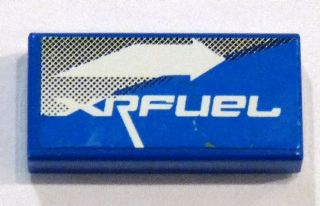 Tile 1 x 2 with White Arrow Right and 'XRFUEL' on Blue and Gray Pattern (Sticker) - Set 8662
