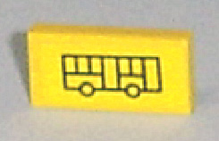 Tile 1 x 2 with Bus Pattern (Sticker) - Set 7641