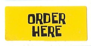 Tile 1 x 2 with Black 'ORDER HERE' on Yellow Background Pattern (Sticker) - Set 3825