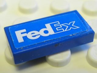 Tile 1 x 2 with 'FedEx' Pattern (Sticker) - Set 8374