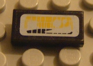 Tile 1 x 2 with Headlight Yellow Pattern (Sticker)