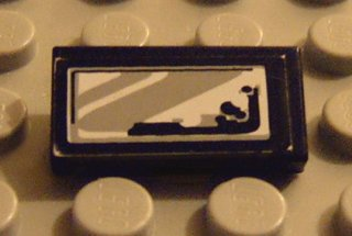 Tile 1 x 2 with Mirror Rear-view Pattern (Sticker) - Set 8440