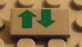 Tile 1 x 2 with Green Up and Down Arrows Pattern (Sticker) - Set 8082